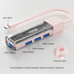 Unitek hub dwukierunkowy USB C/USB A 5Gbps, 4x USB A... | PartsPC.pl