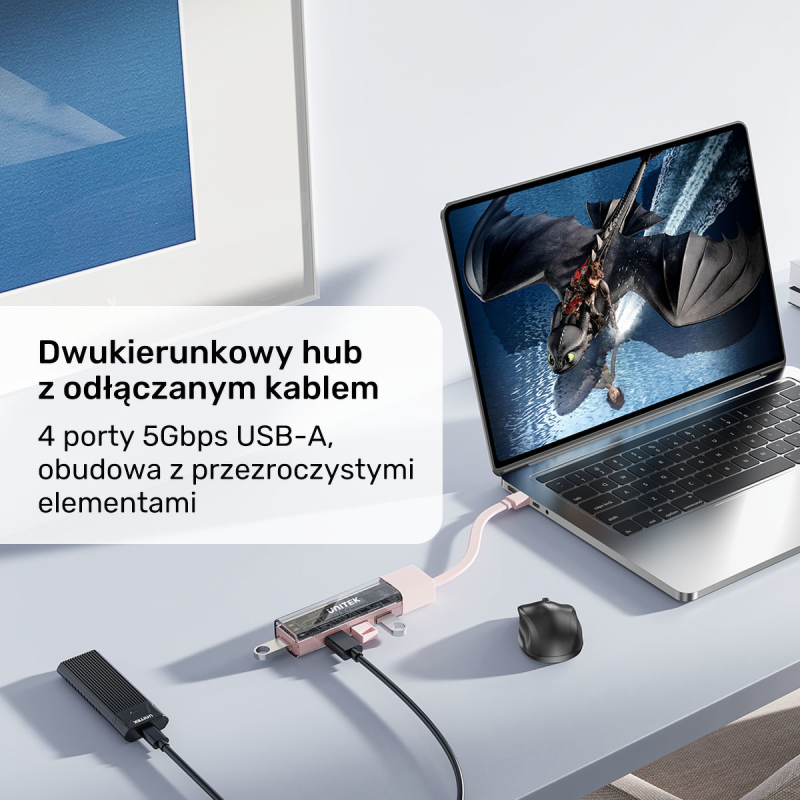Unitek hub dwukierunkowy USB C/USB A 5Gbps, 4x USB A... | PartsPC.pl