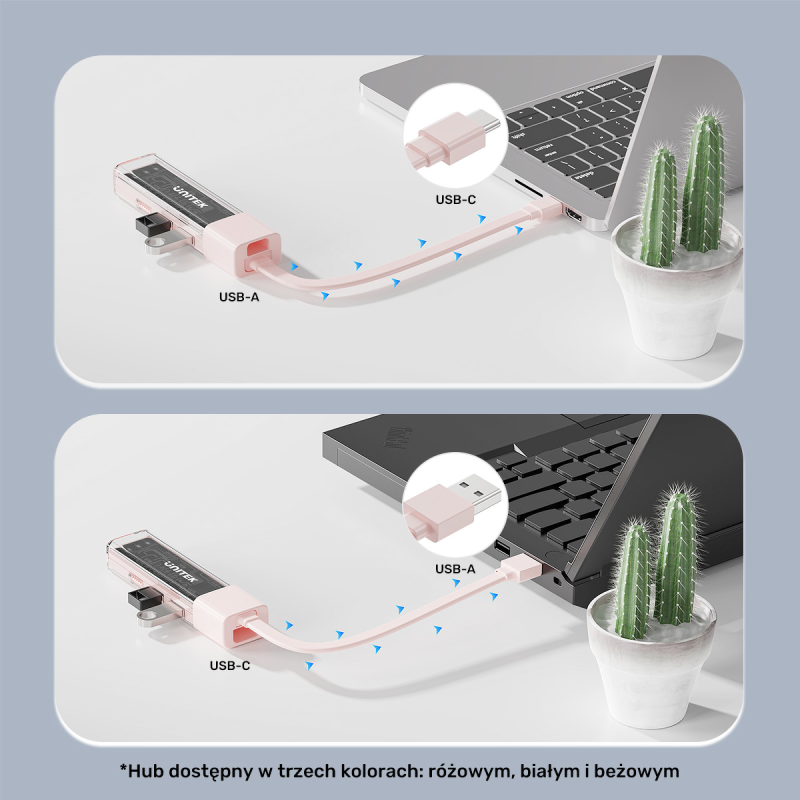 Unitek hub dwukierunkowy USB C/USB A 5Gbps, 4x USB A... | PartsPC.pl