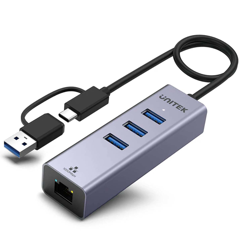 Unitek Hub USB C 4w1 Ethernet 3 x USB A 5 Gbps z... | PartsPC.pl