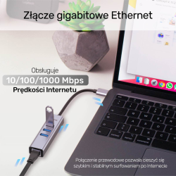 Unitek Hub USB C 4w1 Ethernet 3 x USB A 5 Gbps z... | PartsPC.pl