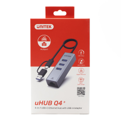 Unitek Hub USB C 4w1 Ethernet 3 x USB A 5 Gbps z... | PartsPC.pl