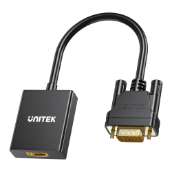 Unitek Adapter VGA na HDMI FullHD czarny 15cm | PartsPC.pl