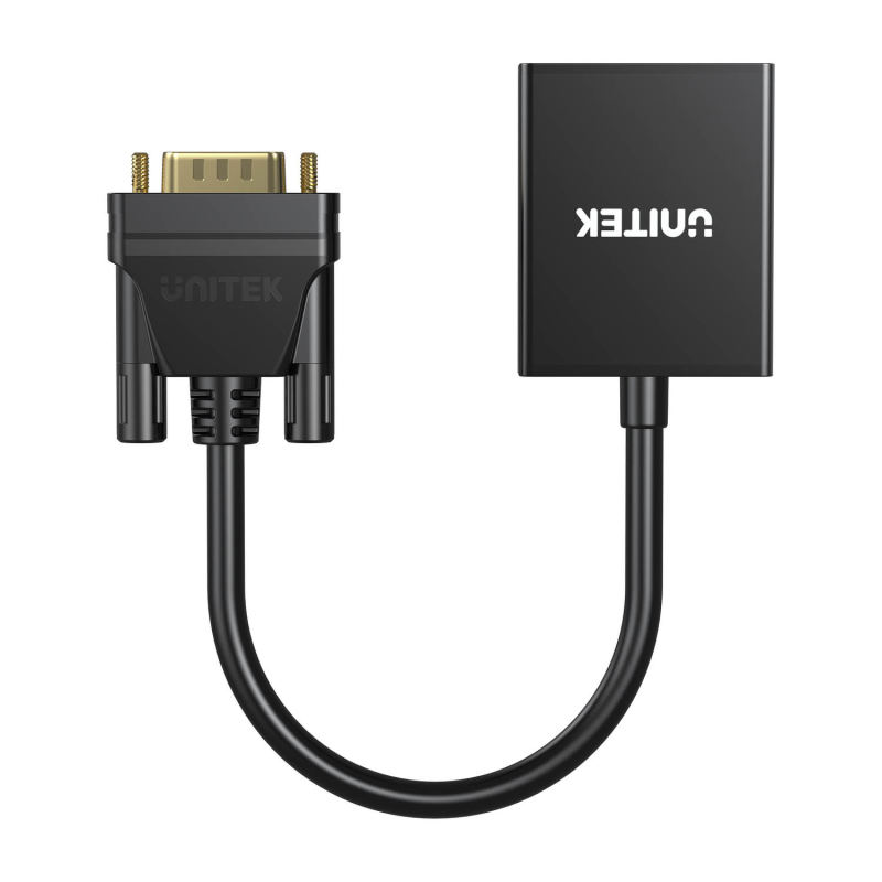 Unitek Adapter VGA na HDMI FullHD czarny 15cm | PartsPC.pl