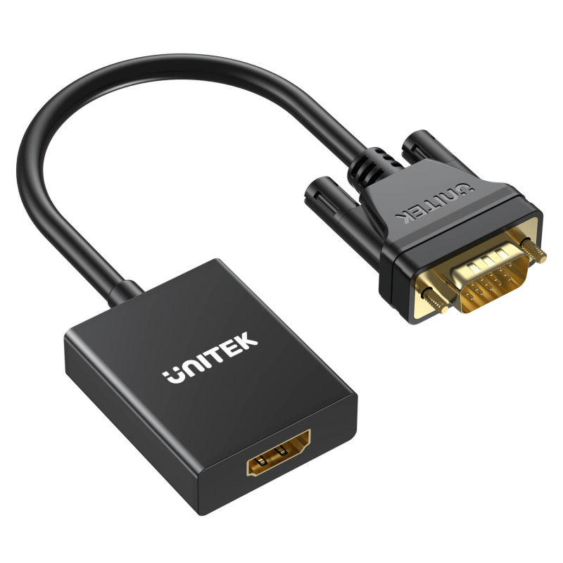 Unitek Adapter VGA na HDMI FullHD czarny 15cm | PartsPC.pl
