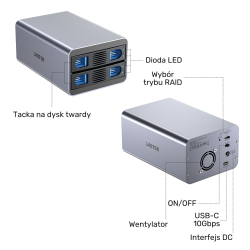 Unitek Obudowa RAID do dysku SATA 2.5''/3.5'' 4 tryby... | PartsPC.pl