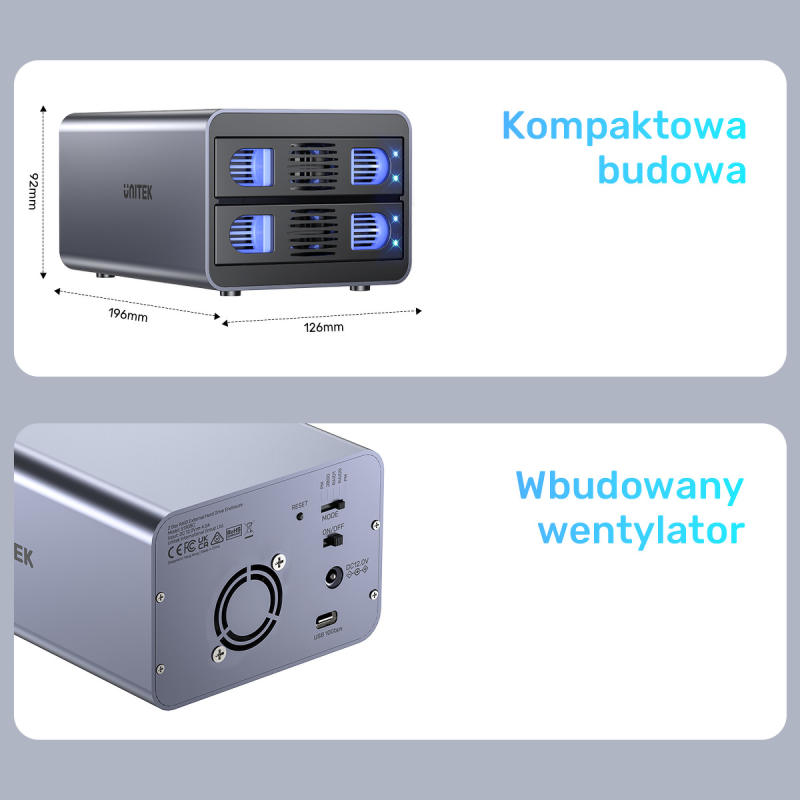 Unitek Obudowa RAID do dysku SATA 2.5''/3.5'' 4 tryby... | PartsPC.pl