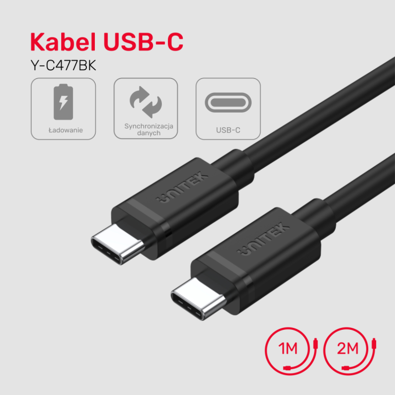 Unitek przewód USB Typ-C do USB Typ-C 2m | PartsPC.pl