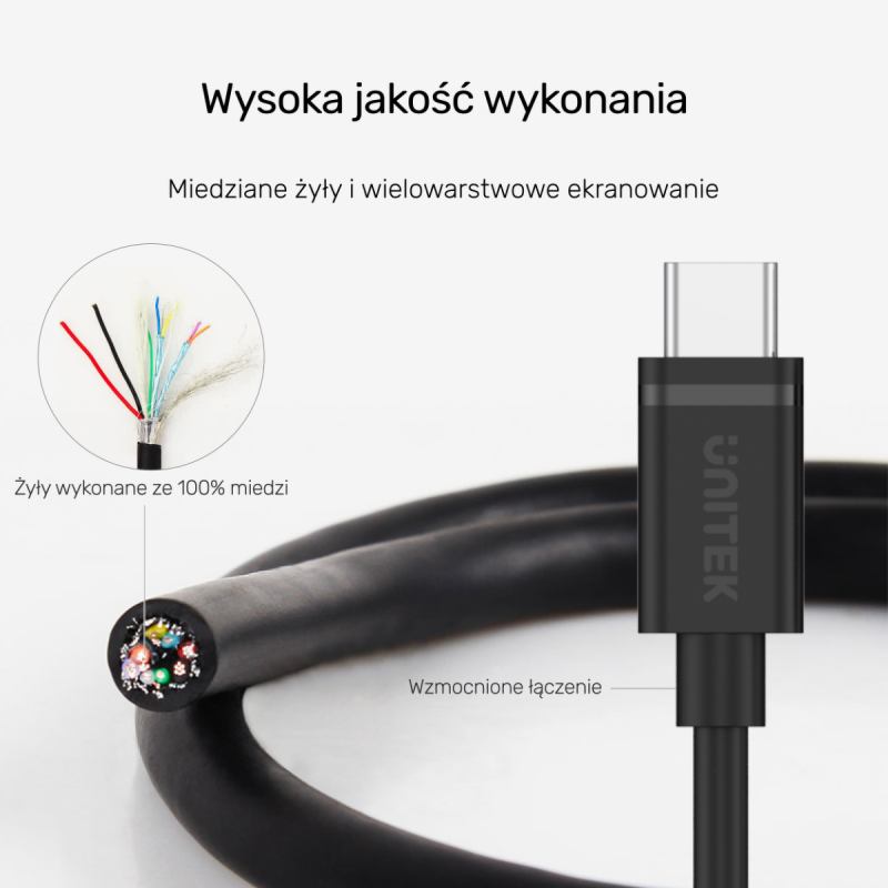 Unitek przewód USB Typ-C do USB Typ-C 2m | PartsPC.pl