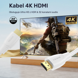 Unitek Kabel HDMI 2.0 4K biały 7,5m | PartsPC.pl