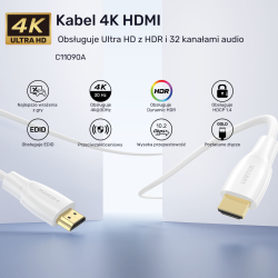 Unitek Kabel HDMI 1.4 4K biały 15m | PartsPC.pl