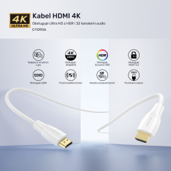 Unitek Kabel HDMI 2.0 4K biały 3m | PartsPC.pl
