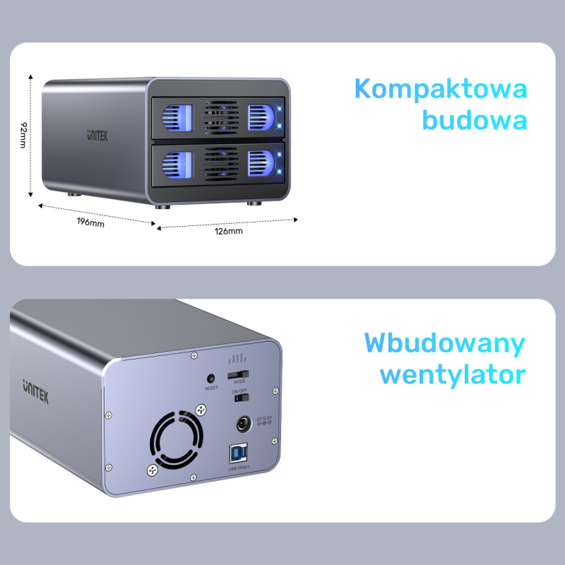 Unitek Obudowa RAID do dysku SATA 2.5''/3.5'' – 4 tryby... | PartsPC.pl