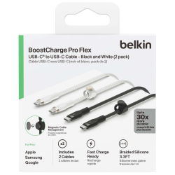 Belkin 2 Kable w oplocie USB-C na USB-C 60W, 1 m, biały... | PartsPC.pl