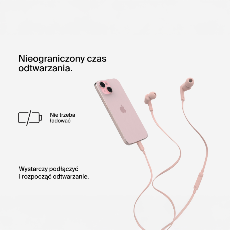 Belkin Przewodowe słuchawki douszne USB-C, różowe | PartsPC.pl