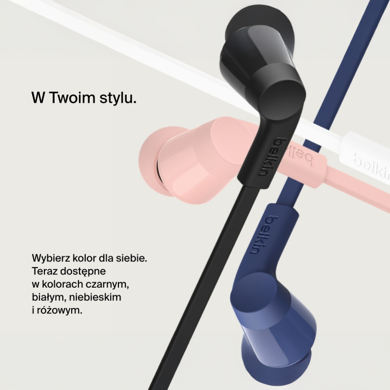 Belkin Przewodowe słuchawki douszne USB-C, różowe | PartsPC.pl