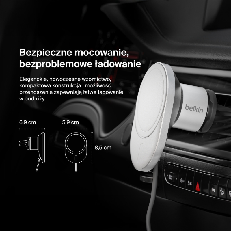 Belkin Ładowarka samochodowa, magnetyczna, Qi2.0, 15W... | PartsPC.pl