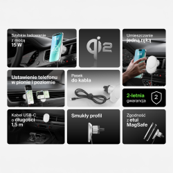 Belkin Ładowarka samochodowa, magnetyczna, Qi2.0, 15W... | PartsPC.pl