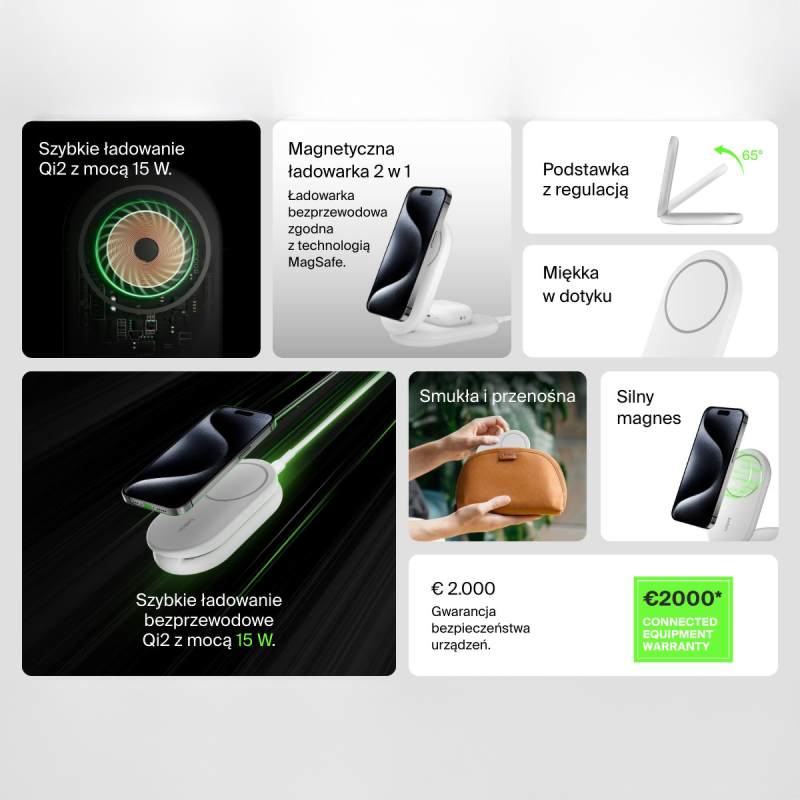 Belkin ładowarka indukcyjna składana 2w1 MagSafe Qi2 15... | PartsPC.pl
