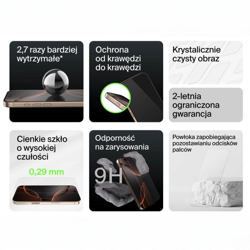 Belkin Szkło na iPhone 16 Pro / 17, UltraGlass 2, z... | PartsPC.pl