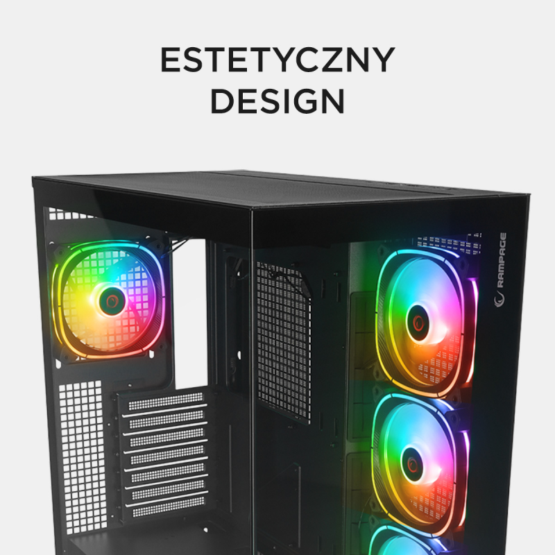 Rampage Hydra V1 Obudowa PC 4x wentylator USB C/USB A... | PartsPC.pl