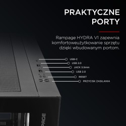 Rampage Hydra V1 Obudowa PC 4x wentylator USB C/USB A... | PartsPC.pl
