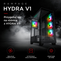 Rampage Hydra V1 Obudowa PC 4x wentylator USB C/USB A... | PartsPC.pl