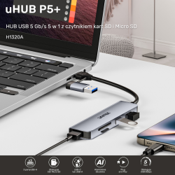 Unitek Hub 5w1 USB-A/C 5 Gbps z czytnikiem kart SD i... | PartsPC.pl