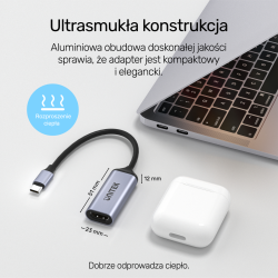 Unitek Adapter USB-C na HDMI 2.1 (8K 60Hz) szary 15cm | PartsPC.pl