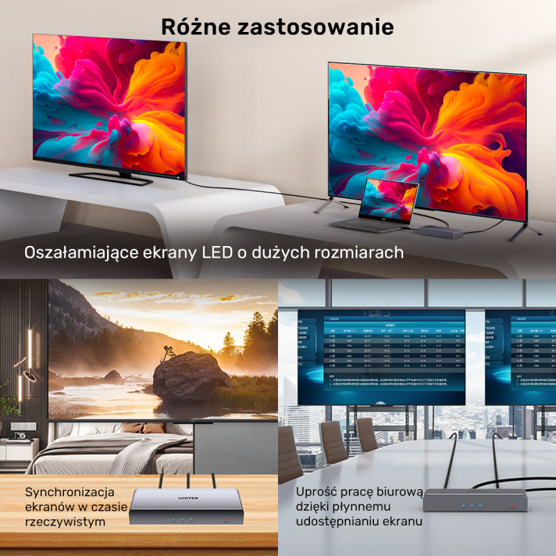 Unitek Rozgałęźnik sygnału HDMI 1 IN-2 OUT 4K | PartsPC.pl
