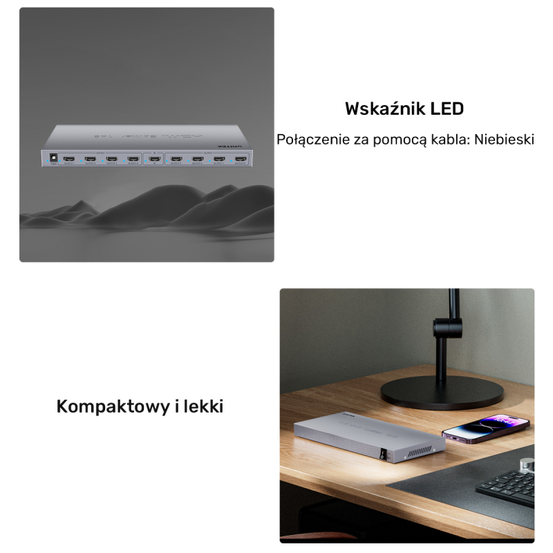 Unitek Rozgałęźnik sygnału HDMI 1 IN-8 OUT 4K | PartsPC.pl