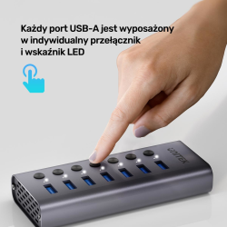 Unitek Hub USB A 3.0 7w1, 5Gbps z przełącznikami portów | PartsPC.pl