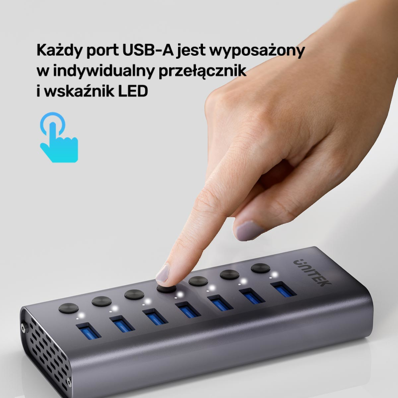 Unitek Hub USB A 3.0 7w1, 5Gbps z przełącznikami portów | PartsPC.pl