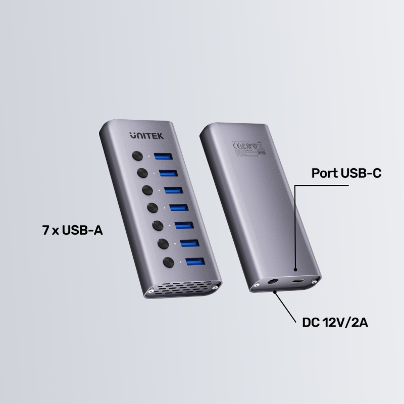 Unitek Hub USB A 3.0 7w1, 5Gbps z przełącznikami portów | PartsPC.pl