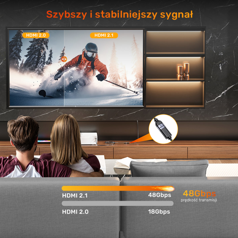 Unitek przedłużacz HDMI (M) - HDMI (F) 2.1, 8K 0,5m | PartsPC.pl