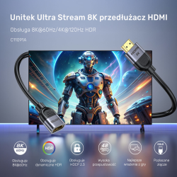 Unitek przedłużacz HDMI (M) - HDMI (F) 2.1, 8K 2m | PartsPC.pl