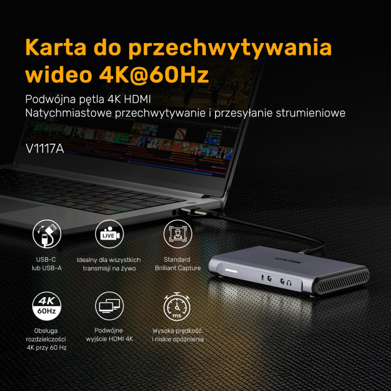 Unitek karta przechwytująca 4K@60Hz Video Capture | PartsPC.pl