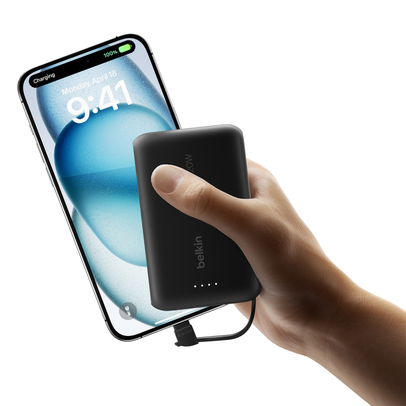 Belkin Powerbank 10 000 mAh, 20W, wbudowany kabel USB-C... | PartsPC.pl