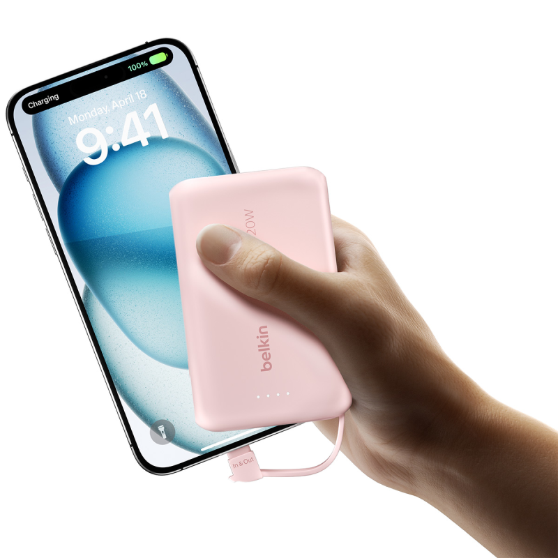 Belkin Powerbank 10 000 mAh, 20W, wbudowany kabel USB-C... | PartsPC.pl