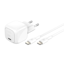 Belkin Ładowarka USB-C PD 30W, mała, biała + kabel USB-C | PartsPC.pl
