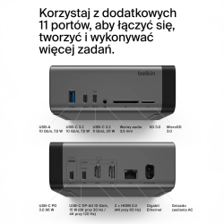 Belkin Stacja dokująca USB-C 11w1, GaN PD 150W, HDMI 8K | PartsPC.pl