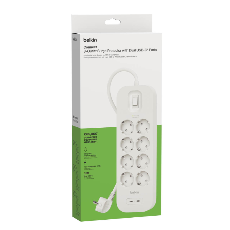 Belkin Listwa zasilająca przeciwprzepięciowa 900J, 8... | PartsPC.pl