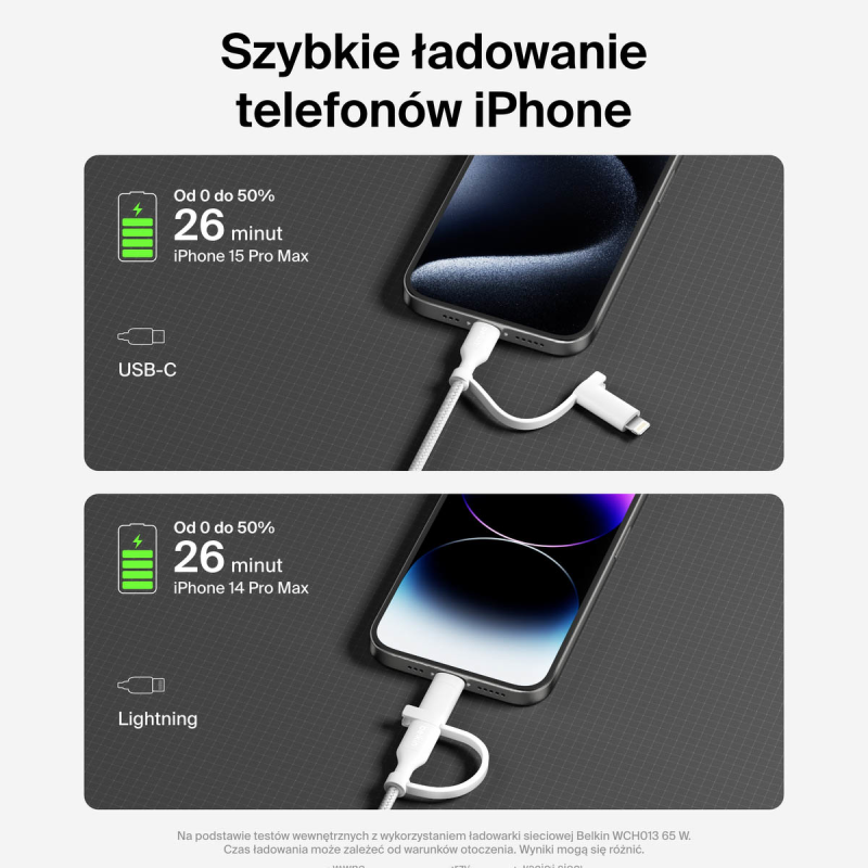 Belkin Kabel 2 w 1 ze złączami USB-C i Lightning, 60W... | PartsPC.pl