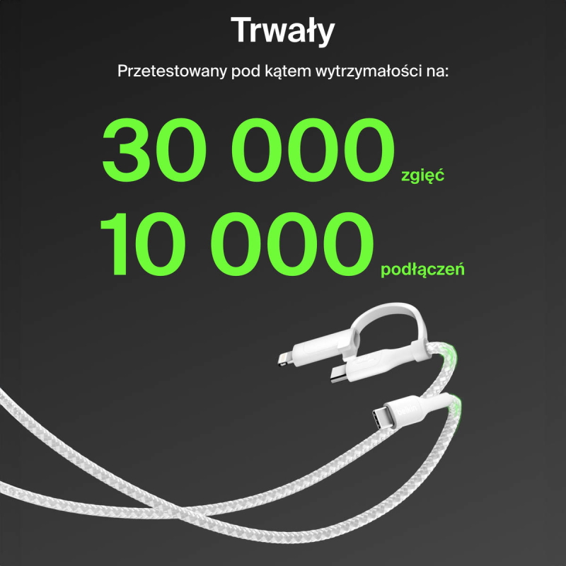 Belkin Kabel 2 w 1 ze złączami USB-C i Lightning, 60W... | PartsPC.pl