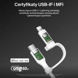 Belkin Kabel 2 w 1 ze złączami USB-C i Lightning, 60W... | PartsPC.pl