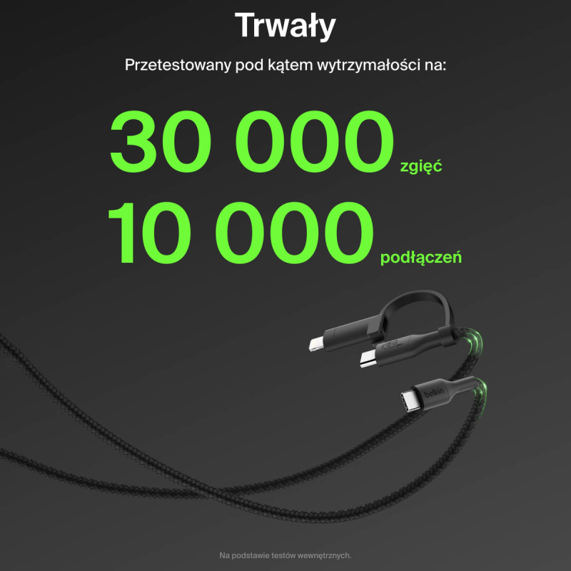 Belkin Kabel 2 w 1 ze złączami USB-C i Lightning, 60W... | PartsPC.pl