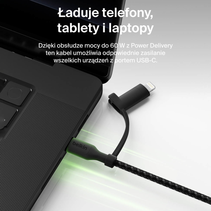 Belkin Kabel 2 w 1 ze złączami USB-C i Lightning, 60W... | PartsPC.pl