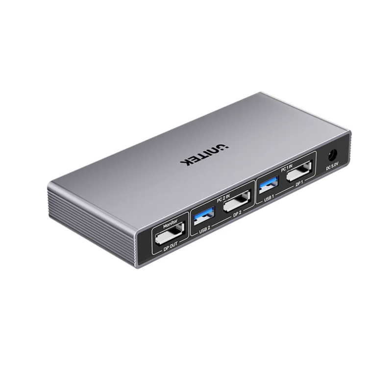 Unitek Przełącznik KVM 8K@60Hz USB 3.0 5Gbps DP | PartsPC.pl