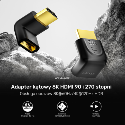 Unitek Adapter kątowy 8K HDMI 90 i 270 stopni | PartsPC.pl