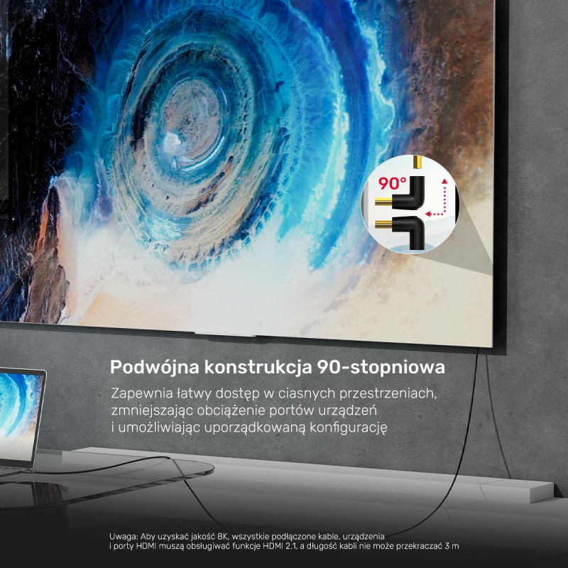 Unitek Adapter kątowy 8K HDMI 90 i 270 stopni | PartsPC.pl